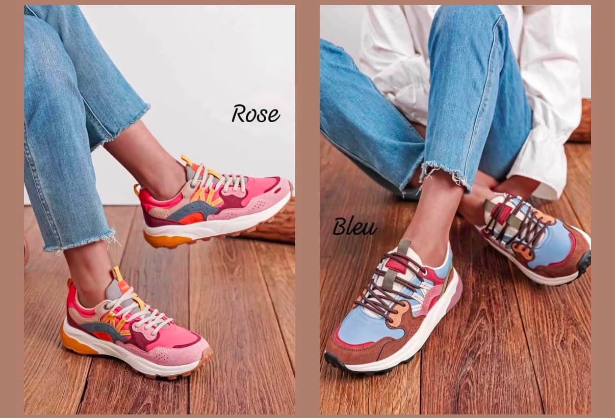 Baskets running colorées — Rose & Bleu